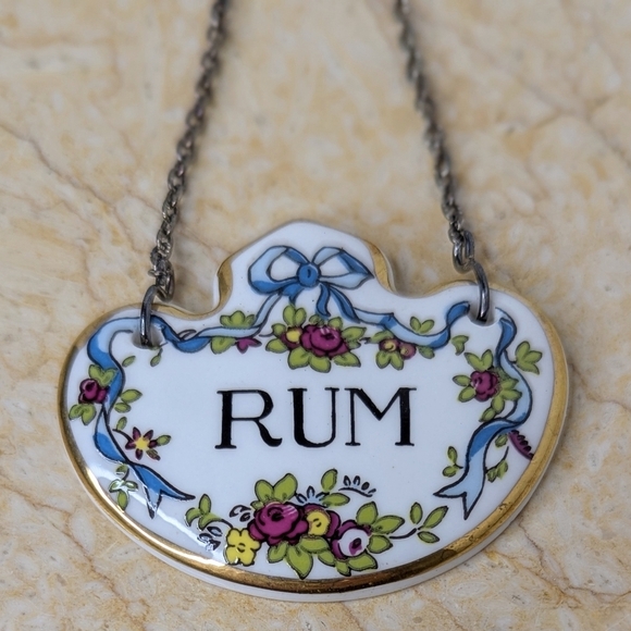 Vintage Coalport Bone China Decanter Rum Tag Label With Chain - Picture 8 of 8